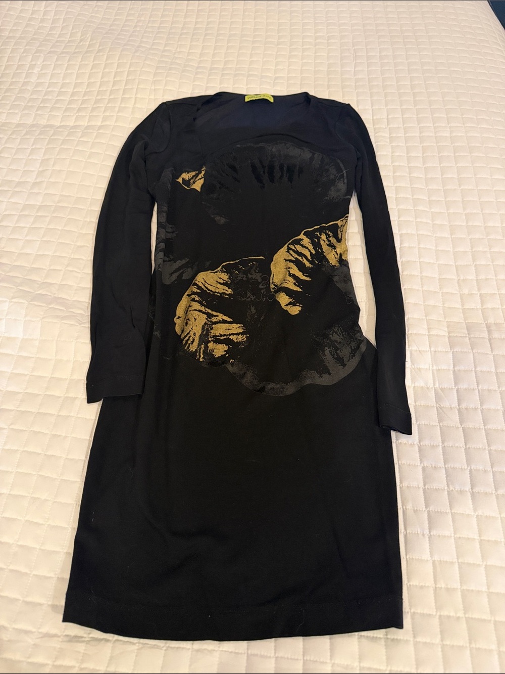 Versace Jeans Collection Black Dress with Gold Floral Motif